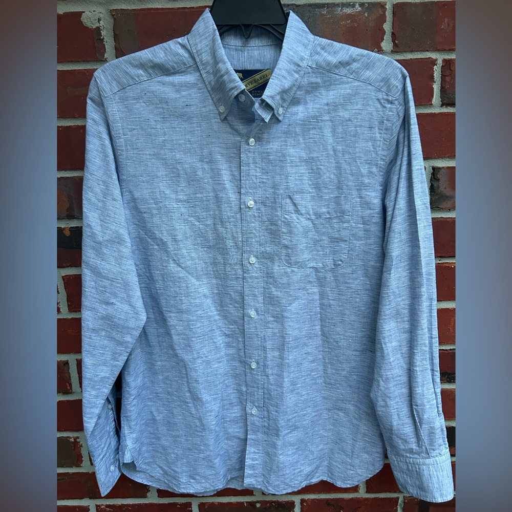Onward Reserve Reserve Label Blue Long Sleeve Button Down M Linen Blend Shirt G1